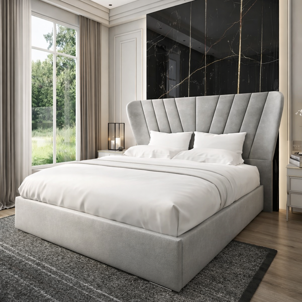 Miami Sunset Curved Wingback Bed